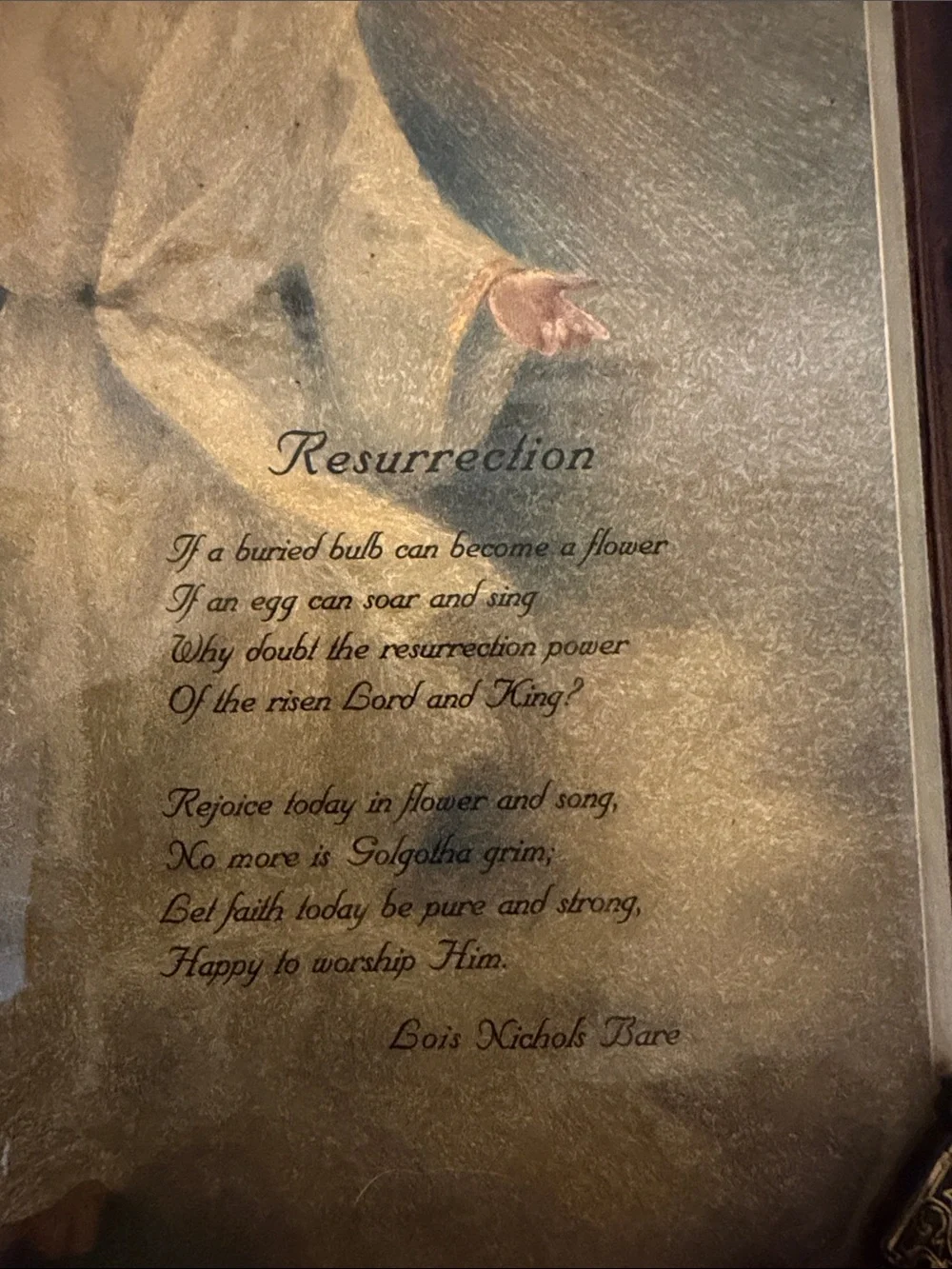 Christian Wall Art Print in Gold and Brown Frame